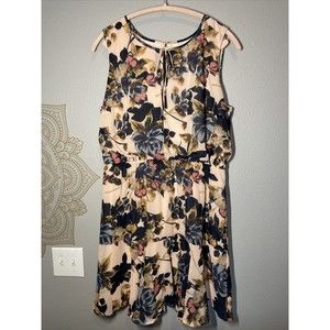 Maurices Dress Size XL Pink Blue Floral Sleeveless Chiffon Lined Spring